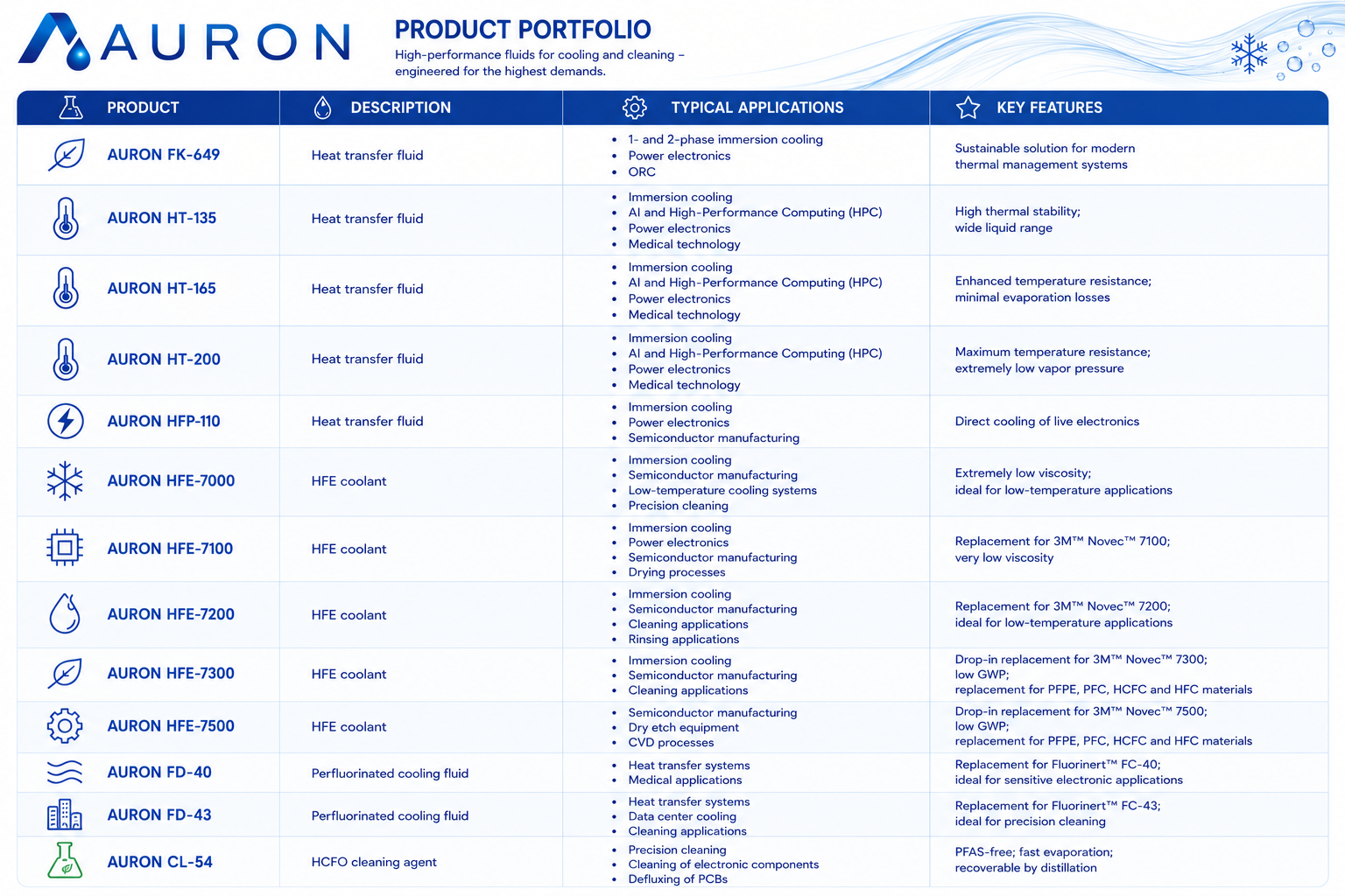 AURON Produktportfolio EN