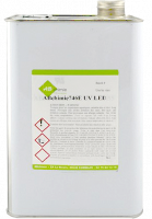 White canister with white and green label ABchimie 836 UV LED