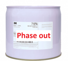 White steel canister with label 3M Novec 71IPA and “Phase out” notice