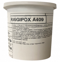 Weißer Eimer mit Deckel mit Aufschrift Raigipox A409