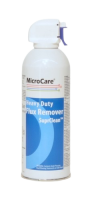 Weiße Spraydose mit blauem Etikett mit Aufschrift Microcare Flux Remover