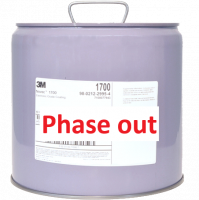 Weißer Stahlkanister mit Etikett 3M Novec 1700 EGC und Hinweis "Phase out"