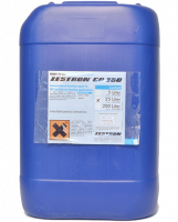 Blauer Plastikkanister mit Etikett "Zestron CO 150"