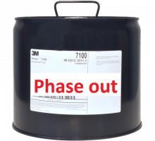 black steel canister labeled and with "phase out" notice