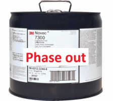 black steel canister labeled Novec 7300 and with "phase out" notice